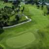 Aerial view of the 1st green at Raccoon Creek Golf Course.