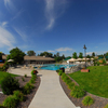 A view of the clubhouse and swimming pool at Columbine Country Club