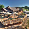 A view of the clubhouse and patio at SouthRidge Golf Club