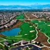 Aerial view of hole #18 at Ute Creek Golf Course.