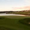 A view of the 17th green protected by bunkers at Plum Creek Golf & Country Club