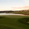 A view of the 17th green protected by bunkers at Plum Creek Golf & Country Club