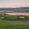 A view of the 16th raised green located on the peninsula along McNeil Reservoir at TPC Colorado.